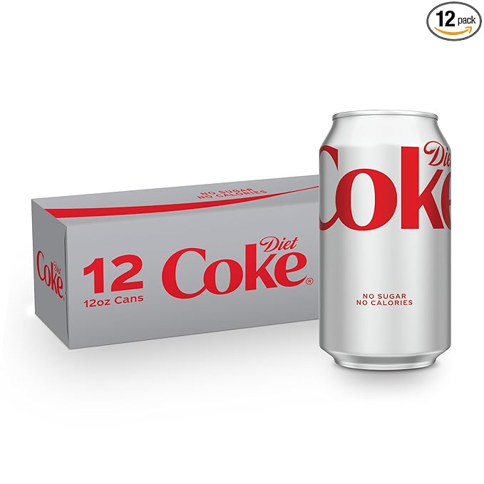 Diet Coke Soda Soft Drinks, 12 fl oz Fridge Pack Cans, 12 Pack - Cola Flavored Diet Soda Soft Drinks
