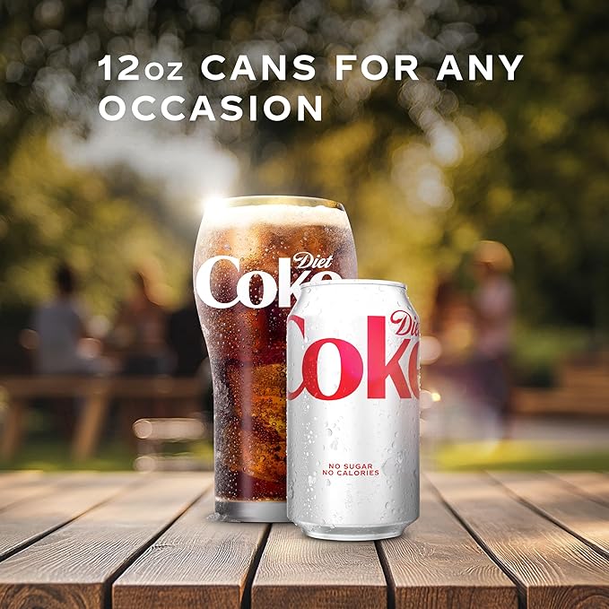 Diet Coke Soda Soft Drinks, 12 fl oz Fridge Pack Cans, 12 Pack - Cola Flavored Diet Soda Soft Drinks - Image 3